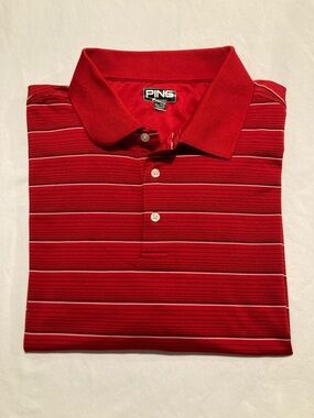 PING Red Striped Men’s Polo Shirt (086)